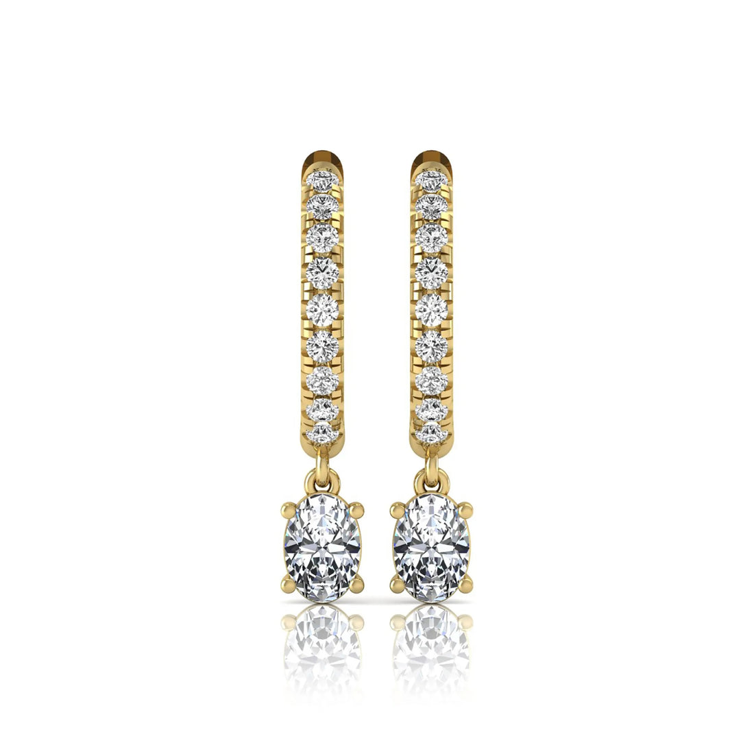 OctaPearl Round & Oval Drop Lab Grown Diamond Huggie Hoop Earrings