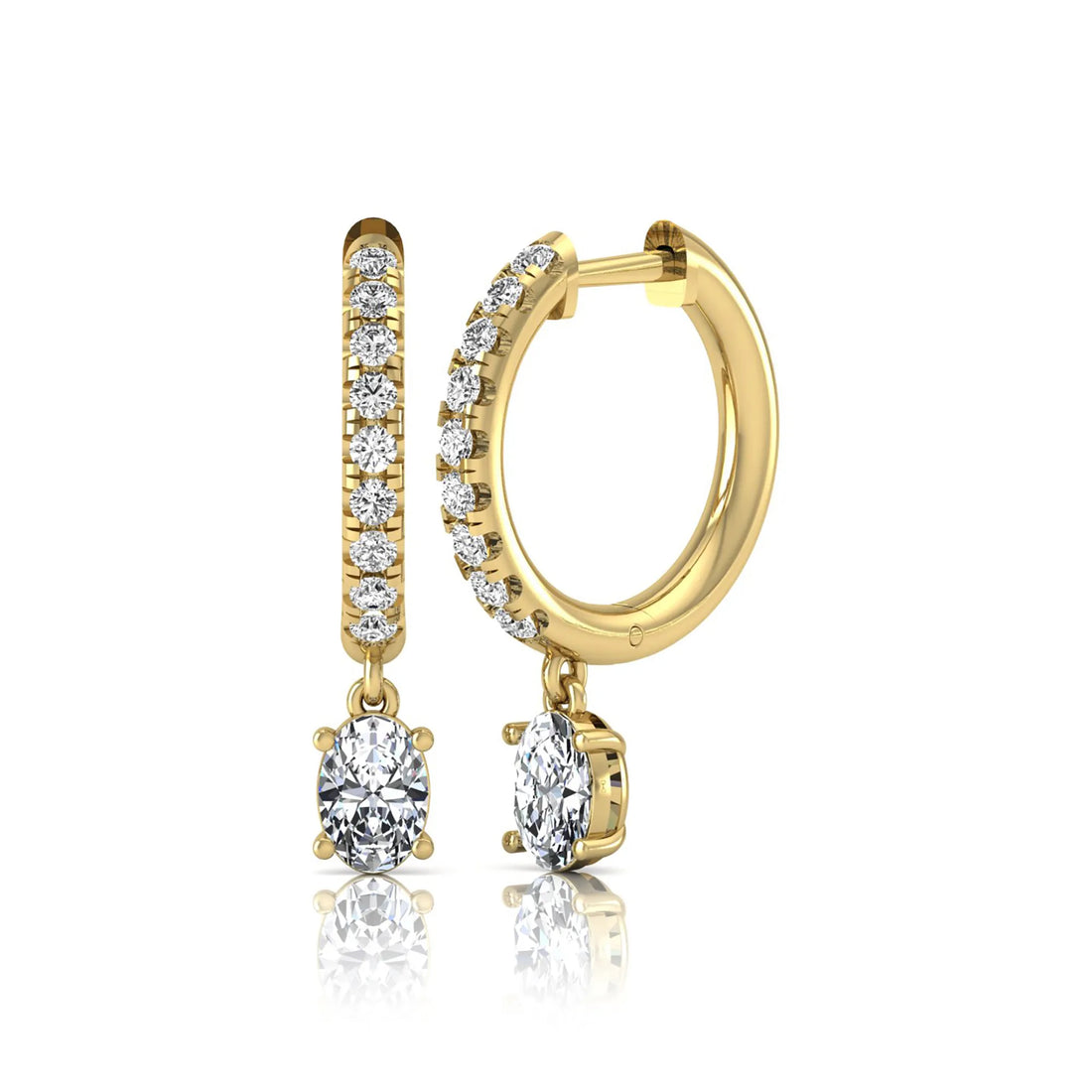 OctaPearl Round & Oval Drop Lab Grown Diamond Huggie Hoop Earrings
