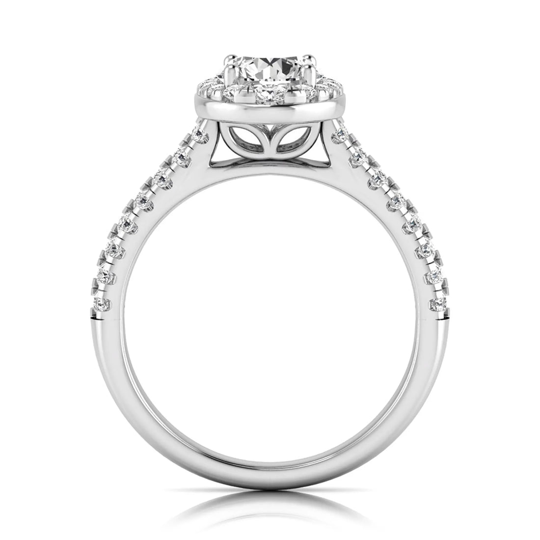 OctaPearl 1 ct Round Oval Halo Side Stone Lab Grown Diamond Engagement Ring