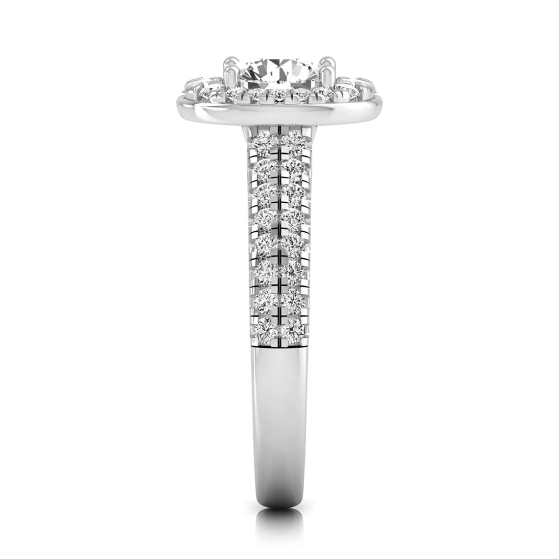OctaPearl 1 ct Round Oval Halo Side Stone Lab Grown Diamond Engagement Ring