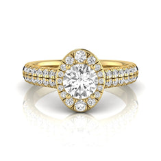 OctaPearl 1 ct Round Oval Halo Side Stone Lab Grown Diamond Engagement Ring