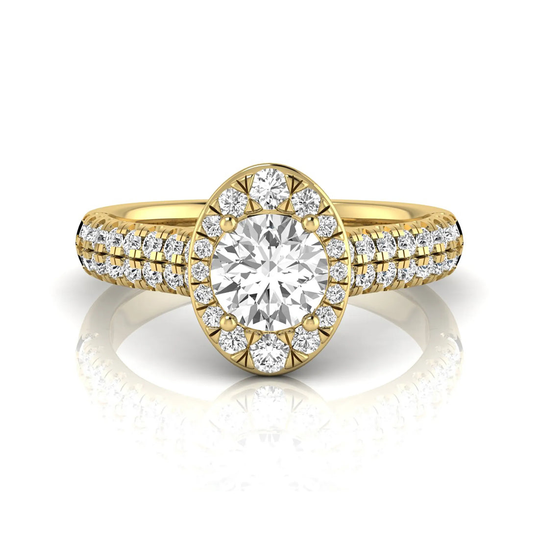 OctaPearl 1 ct Round Oval Halo Side Stone Lab Grown Diamond Engagement Ring