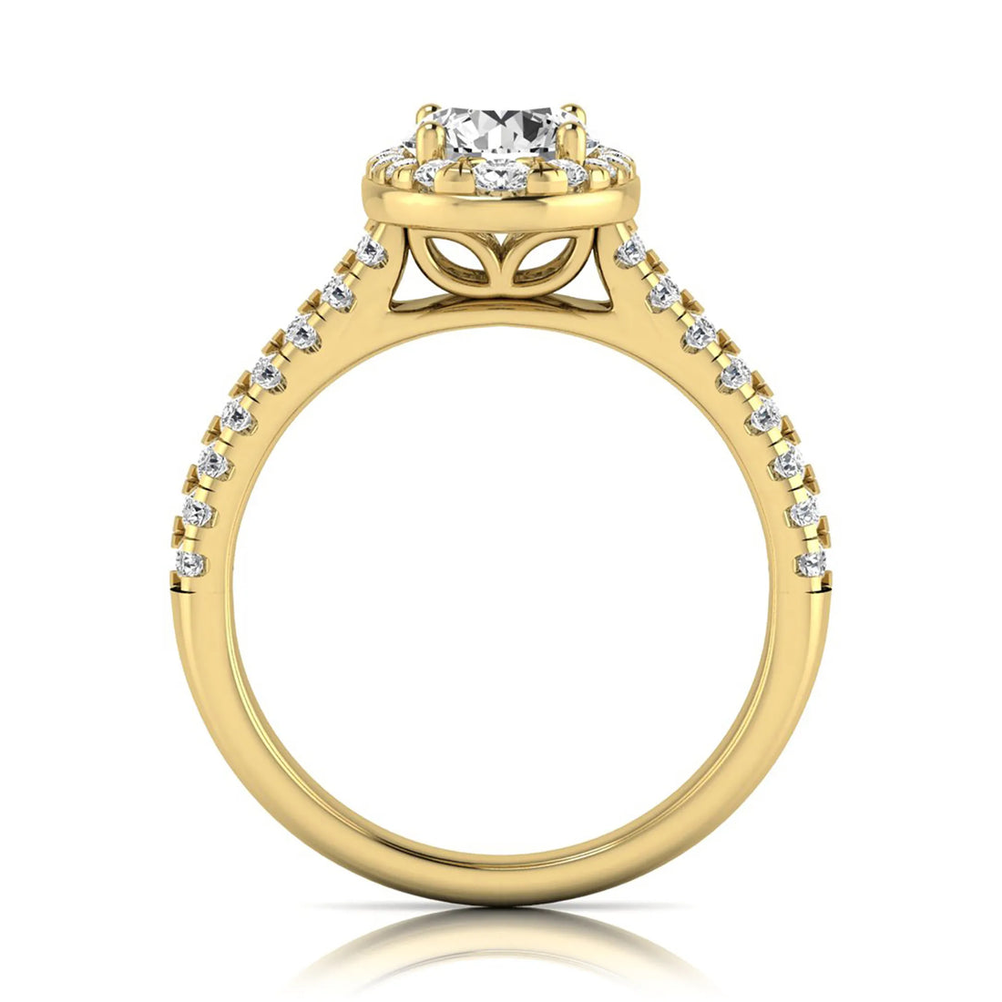 OctaPearl 1 ct Round Oval Halo Side Stone Lab Grown Diamond Engagement Ring