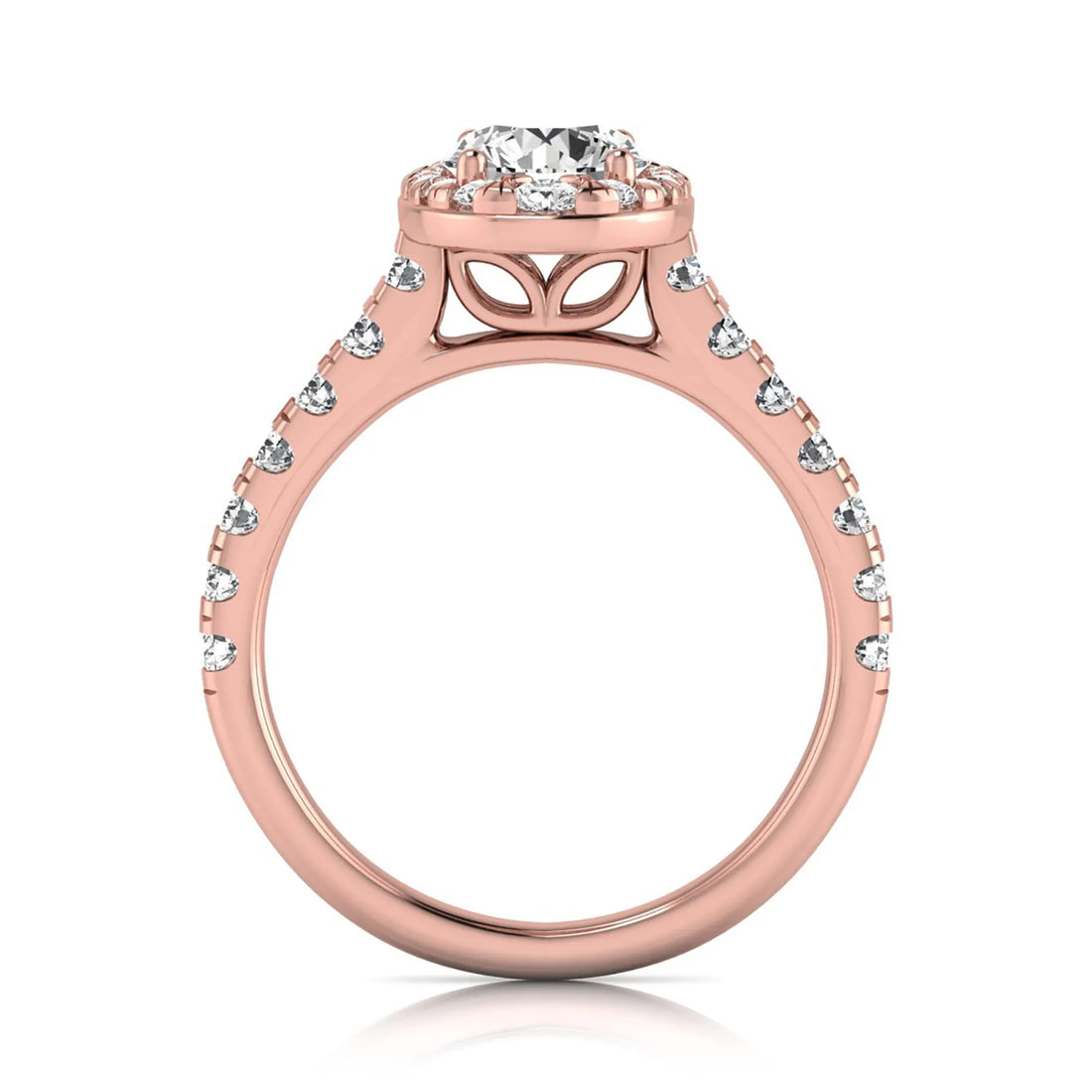 OctaPearl 1 ct Round Oval Halo Side Stone Lab Grown Diamond Engagement Ring