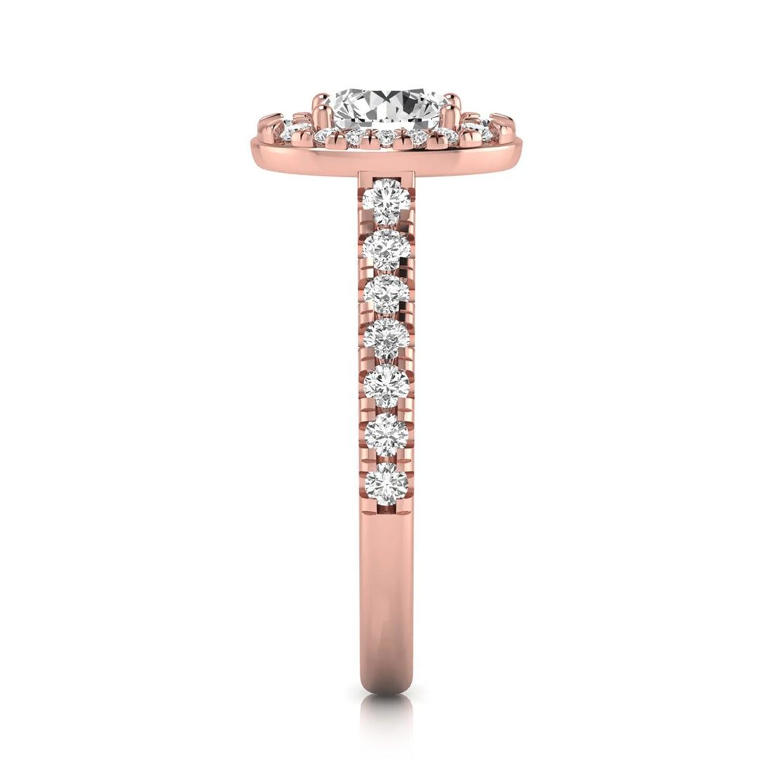 OctaPearl 1 ct Round Oval Halo Side Stone Lab Grown Diamond Engagement Ring