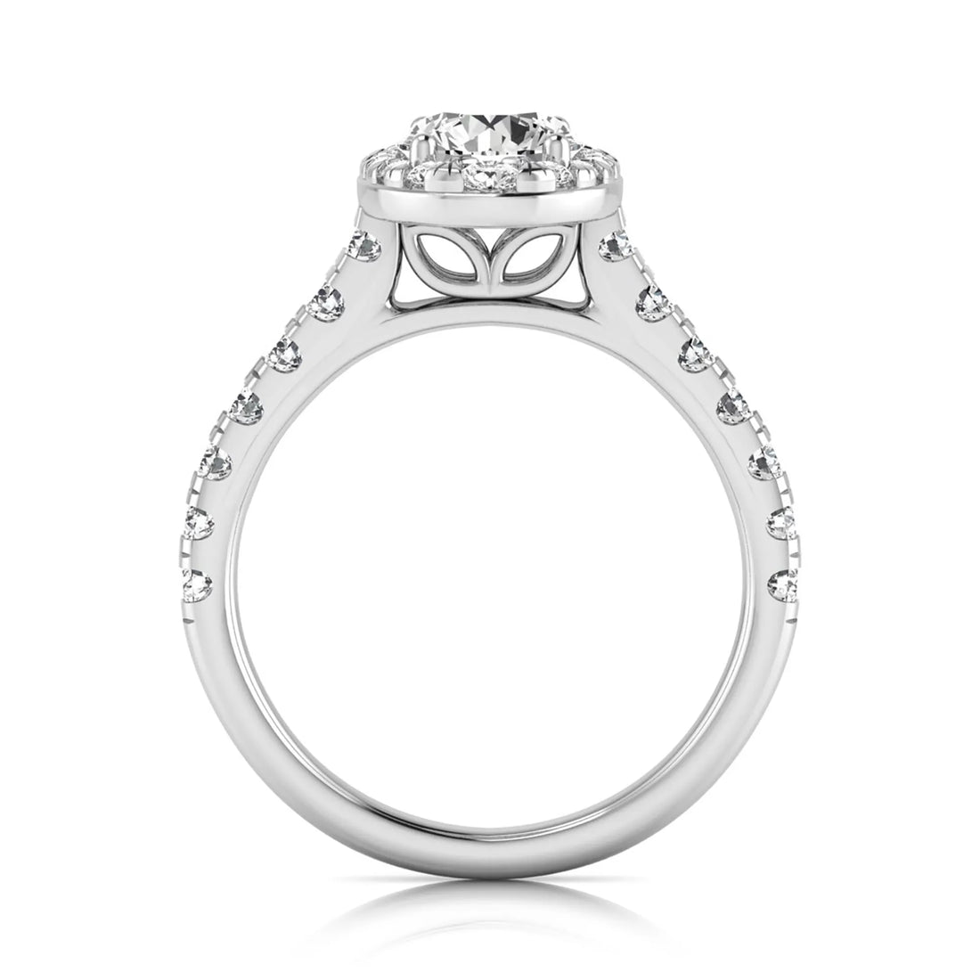 OctaPearl 1 ct Round Oval Halo Side Stone Lab Grown Diamond Engagement Ring
