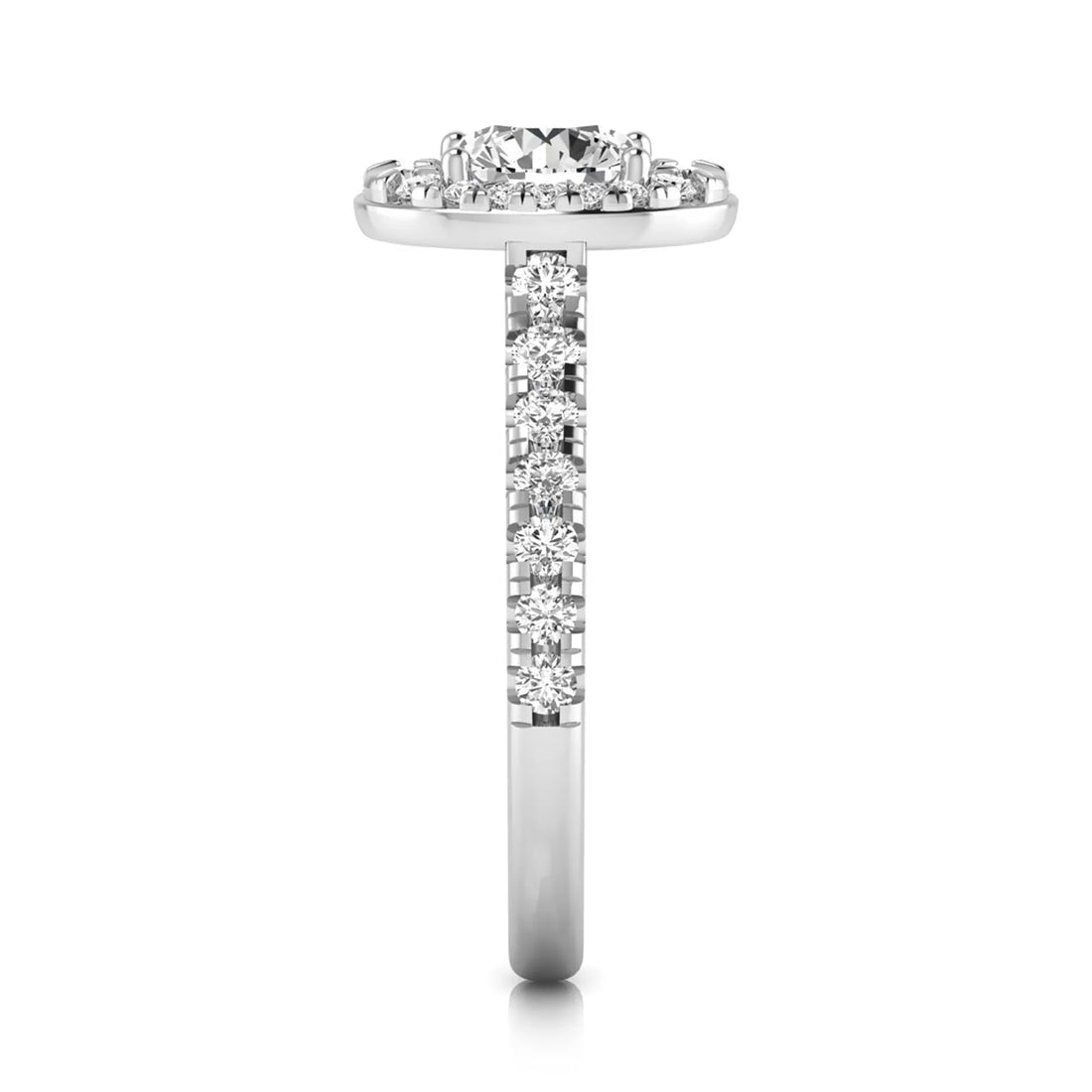 OctaPearl 1 ct Round Oval Halo Side Stone Lab Grown Diamond Engagement Ring