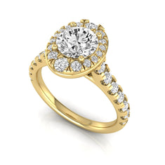 OctaPearl 1 ct Round Oval Halo Side Stone Lab Grown Diamond Engagement Ring - alternate view