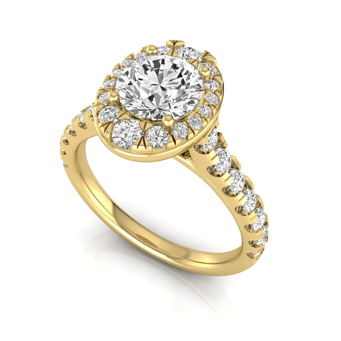 OctaPearl 1 ct Round Oval Halo Side Stone Lab Grown Diamond Engagement Ring