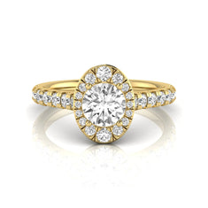 OctaPearl 1 ct Round Oval Halo Side Stone Lab Grown Diamond Engagement Ring
