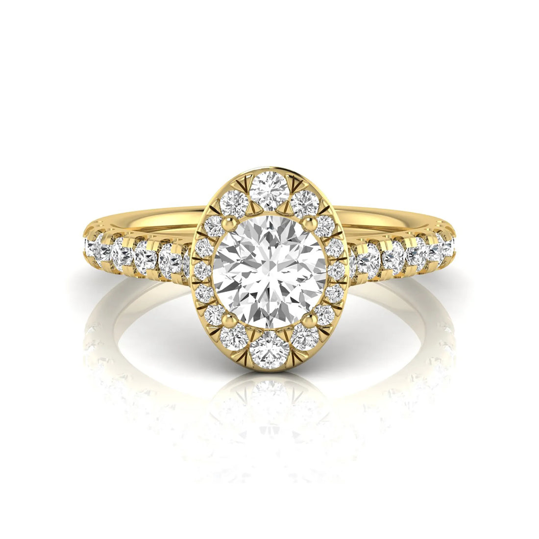 OctaPearl 1 ct Round Oval Halo Side Stone Lab Grown Diamond Engagement Ring