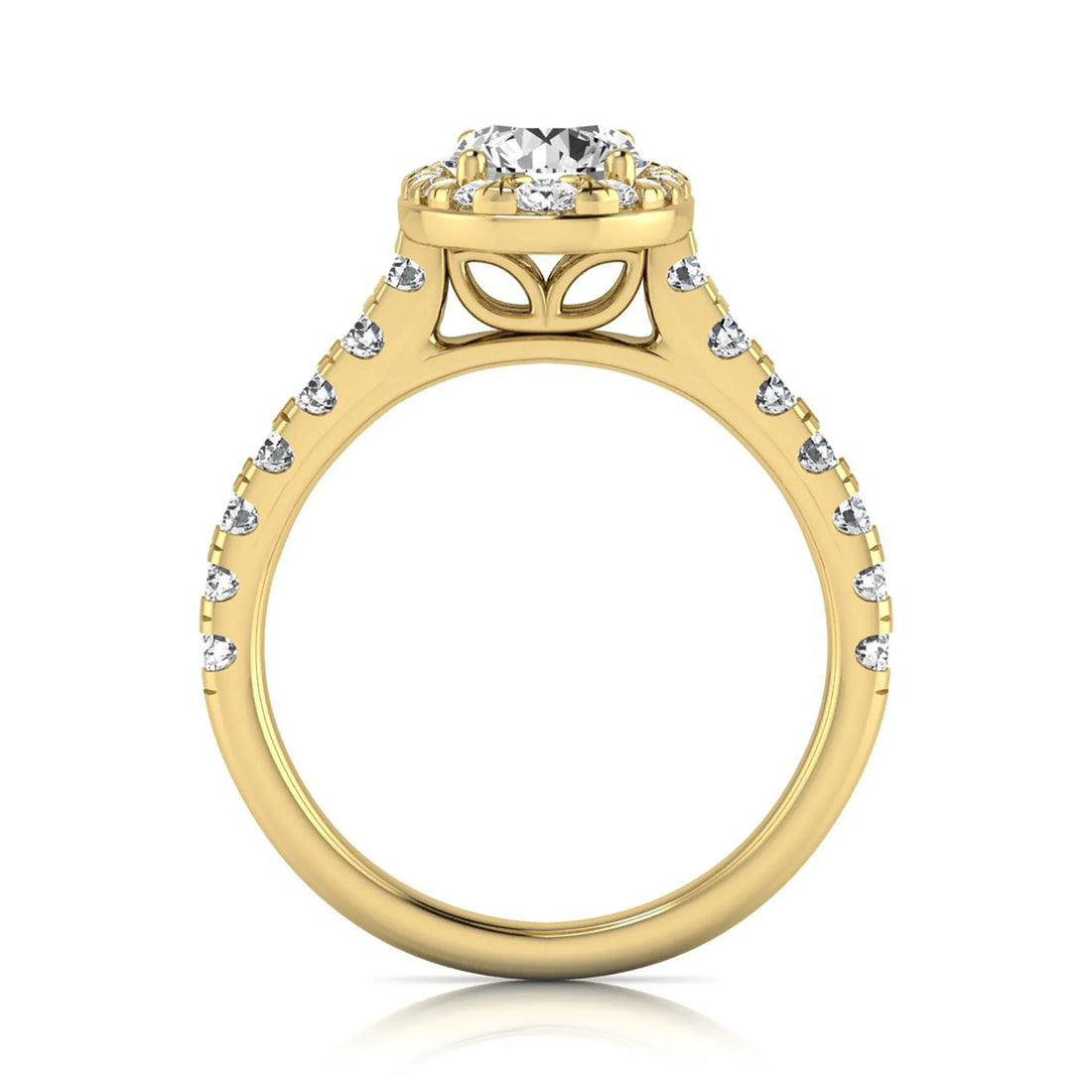 OctaPearl 1 ct Round Oval Halo Side Stone Lab Grown Diamond Engagement Ring