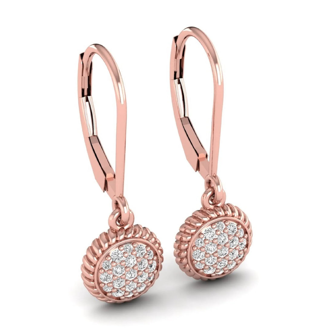 OctaPearl Round Pavé Disc Lab Grown Diamond Drop Earrings