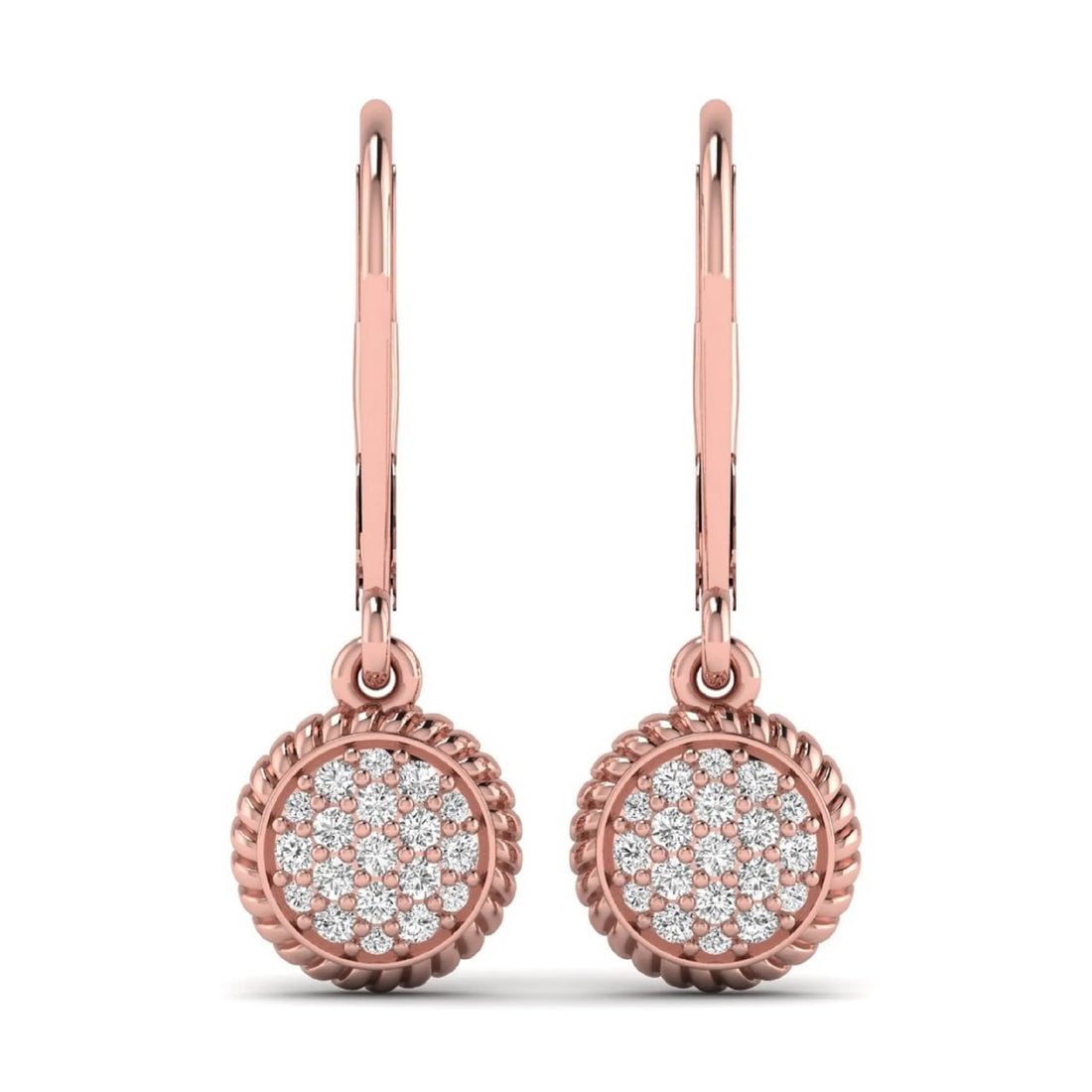 OctaPearl Round Pavé Disc Lab Grown Diamond Drop Earrings