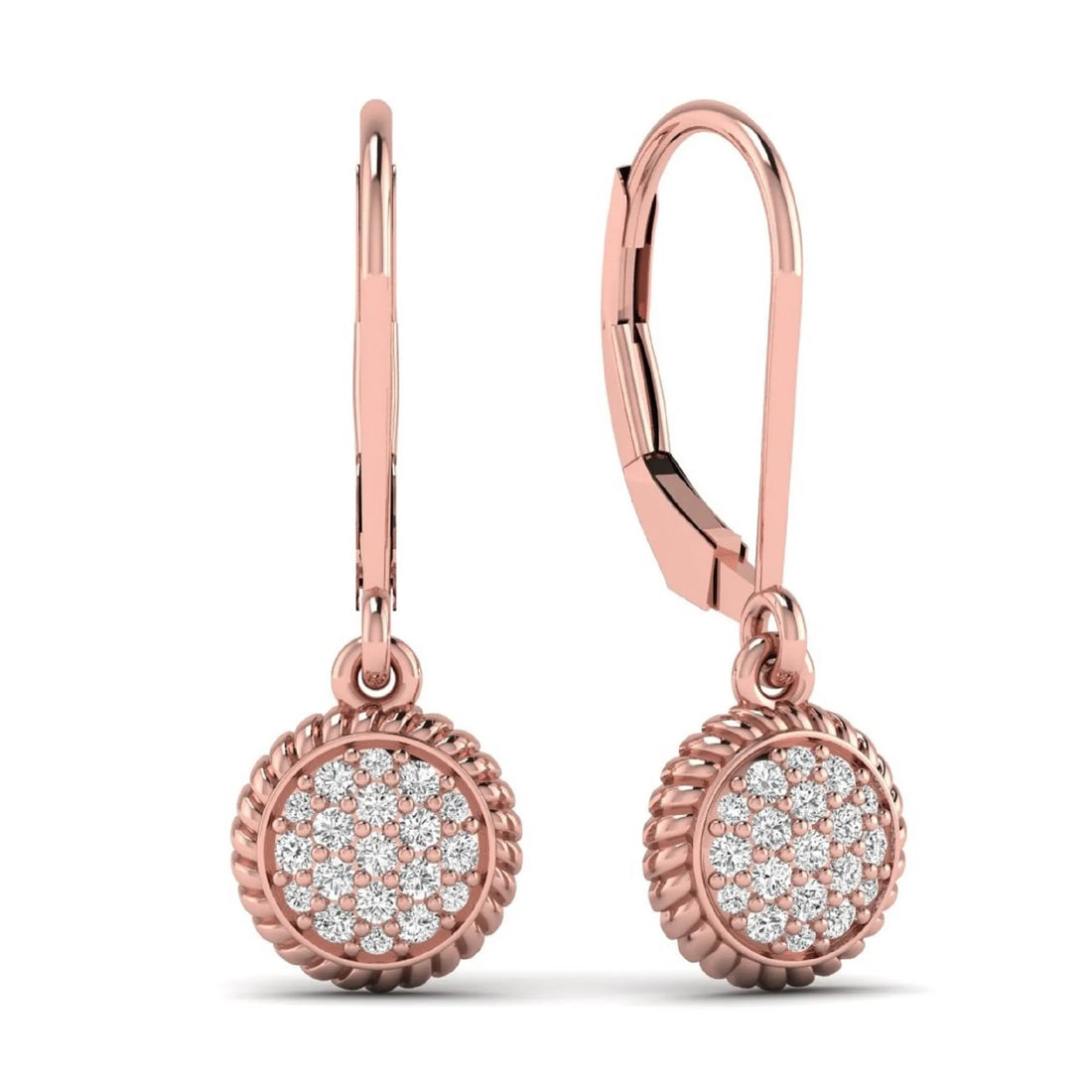 OctaPearl Round Pavé Disc Lab Grown Diamond Drop Earrings