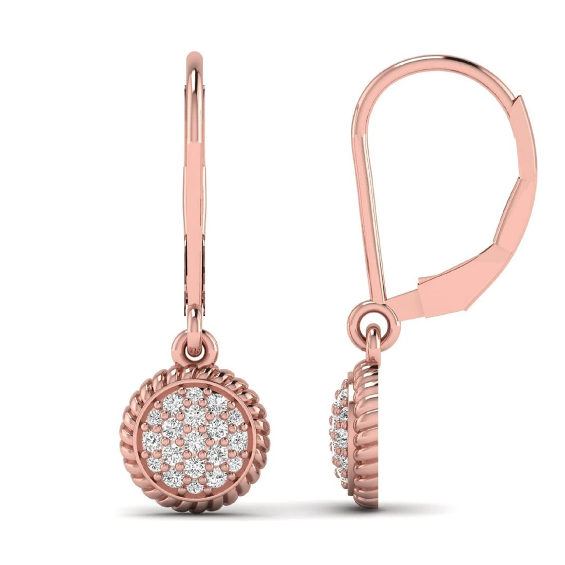 OctaPearl Round Pavé Disc Lab Grown Diamond Drop Earrings