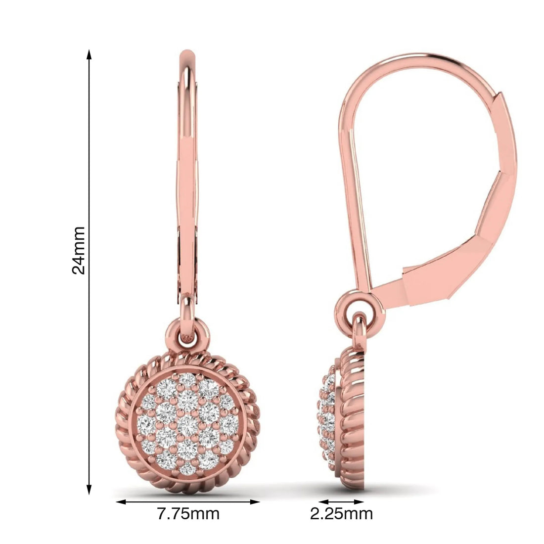 OctaPearl Round Pavé Disc Lab Grown Diamond Drop Earrings