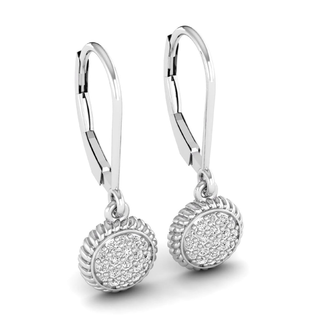 OctaPearl Round Pavé Disc Lab Grown Diamond Drop Earrings