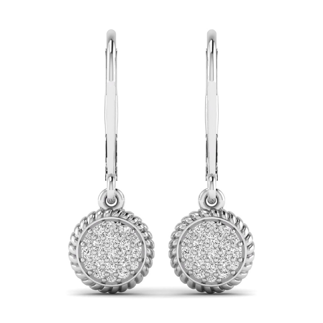 OctaPearl Round Pavé Disc Lab Grown Diamond Drop Earrings