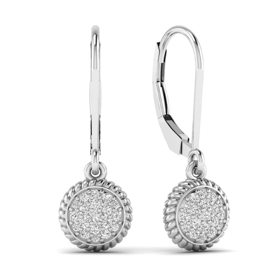 OctaPearl Round Pavé Disc Lab Grown Diamond Drop Earrings