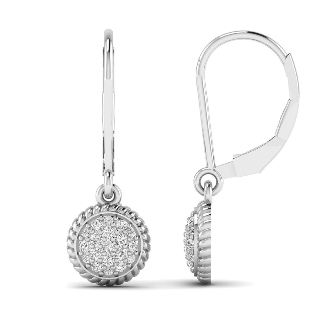 OctaPearl Round Pavé Disc Lab Grown Diamond Drop Earrings