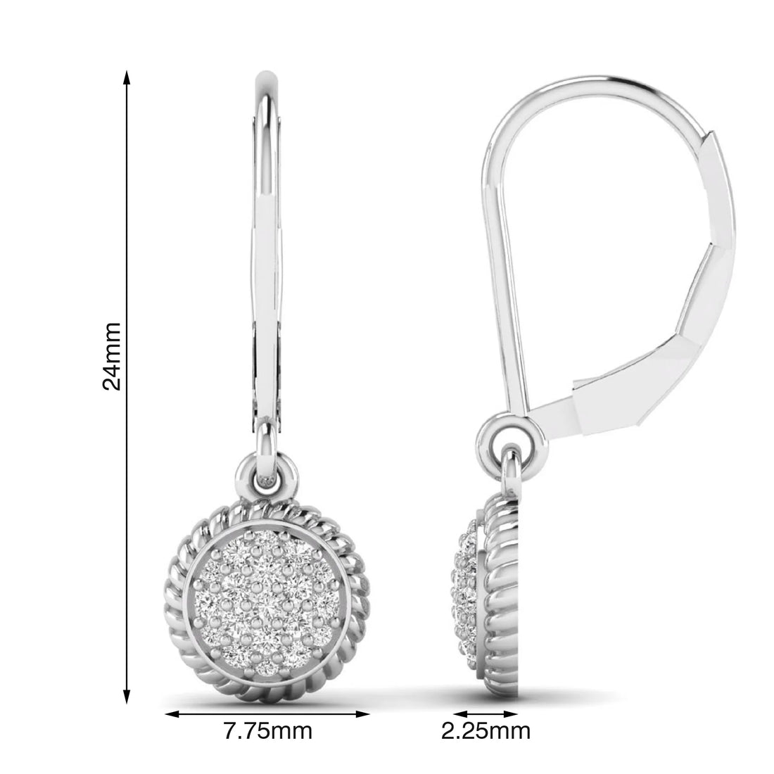 OctaPearl Round Pavé Disc Lab Grown Diamond Drop Earrings
