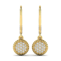 OctaPearl Round Pavé Disc Lab Grown Diamond Drop Earrings