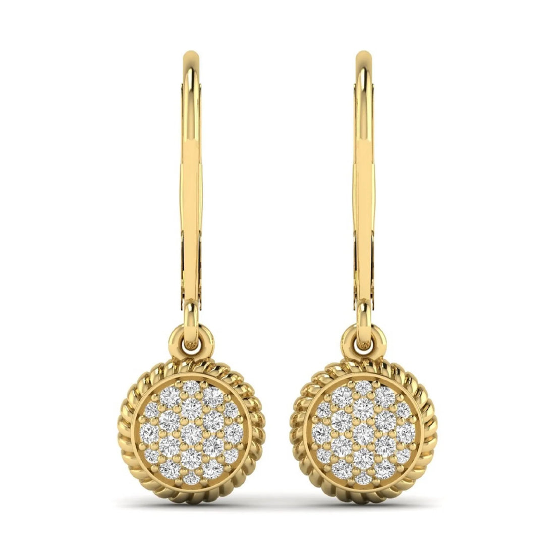 OctaPearl Round Pavé Disc Lab Grown Diamond Drop Earrings