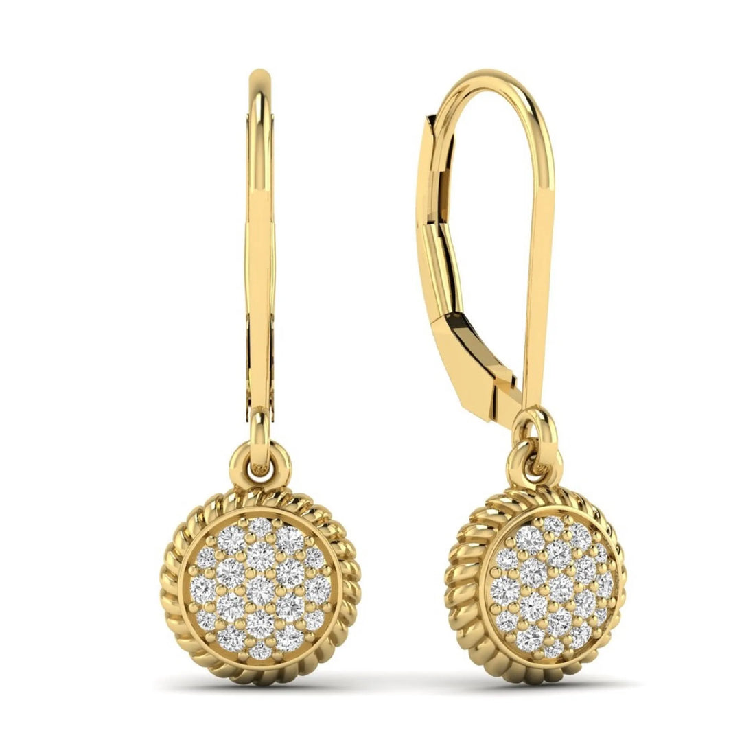 OctaPearl Round Pavé Disc Lab Grown Diamond Drop Earrings