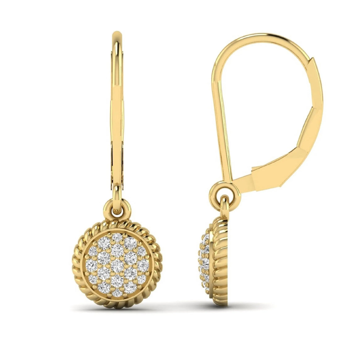OctaPearl Round Pavé Disc Lab Grown Diamond Drop Earrings