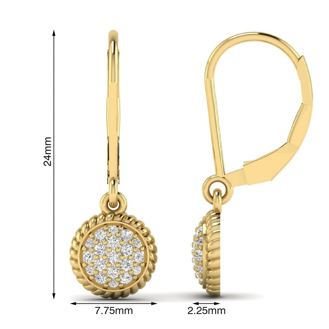 OctaPearl Round Pavé Disc Lab Grown Diamond Drop Earrings