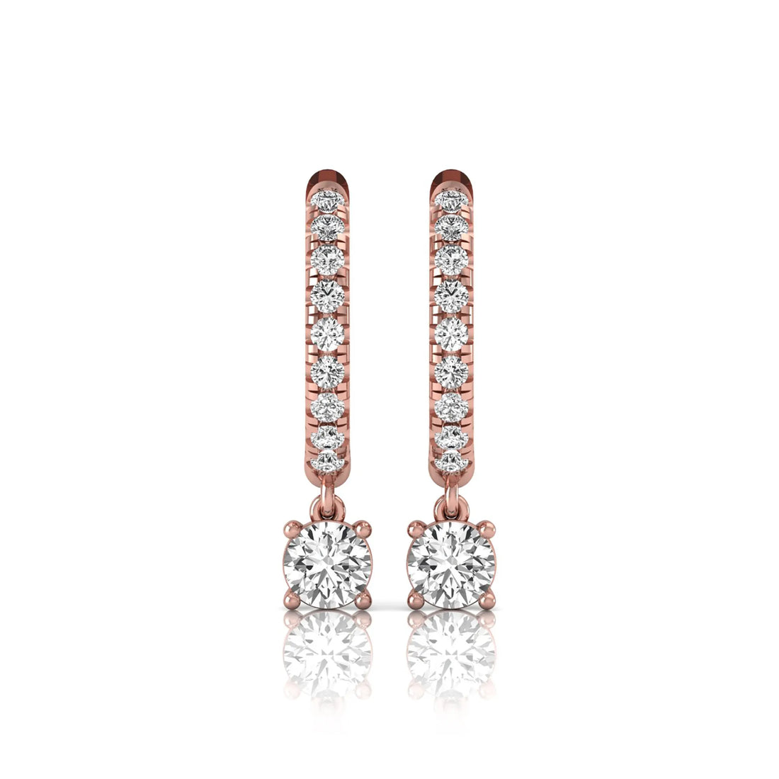 OctaPearl Round Pavé Drop Lab Grown Diamond Huggie Hoop Earrings