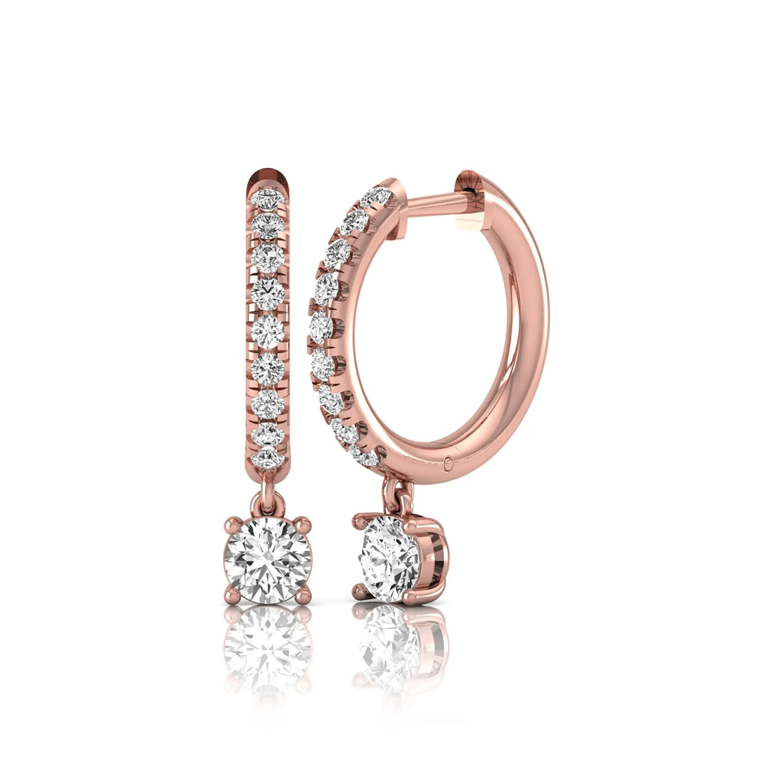 OctaPearl Round Pavé Drop Lab Grown Diamond Huggie Hoop Earrings