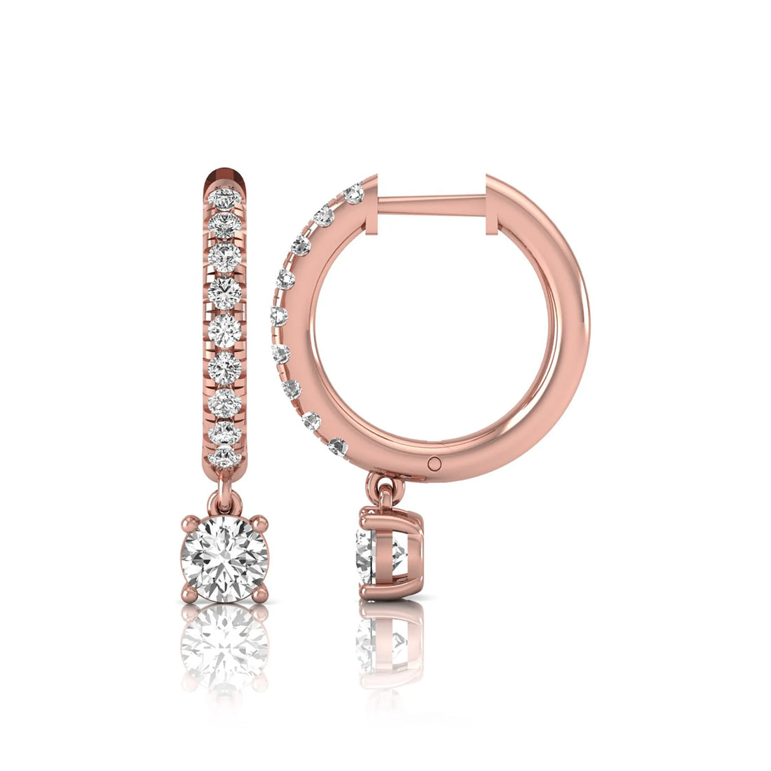 OctaPearl Round Pavé Drop Lab Grown Diamond Huggie Hoop Earrings