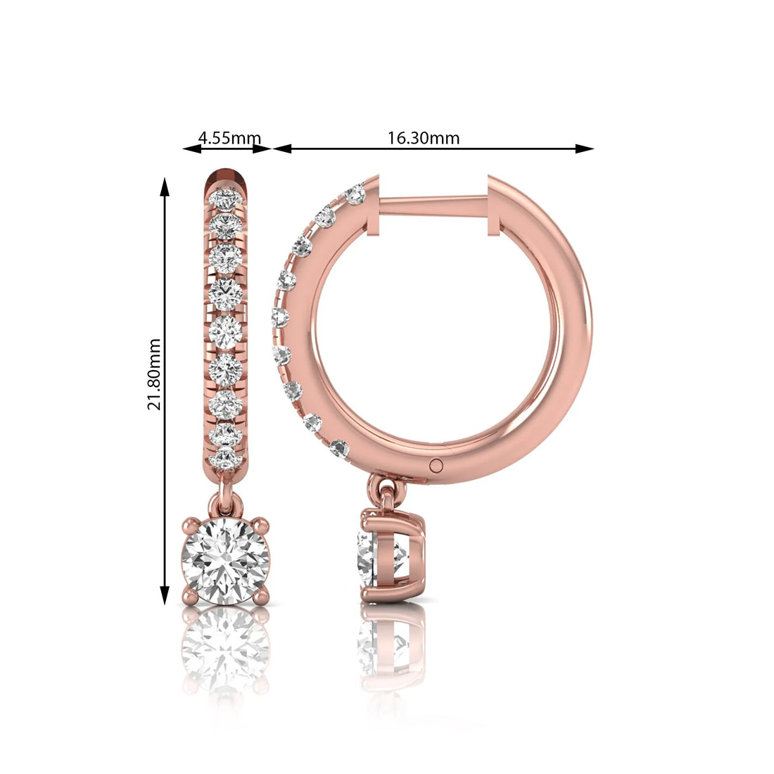 OctaPearl Round Pavé Drop Lab Grown Diamond Huggie Hoop Earrings