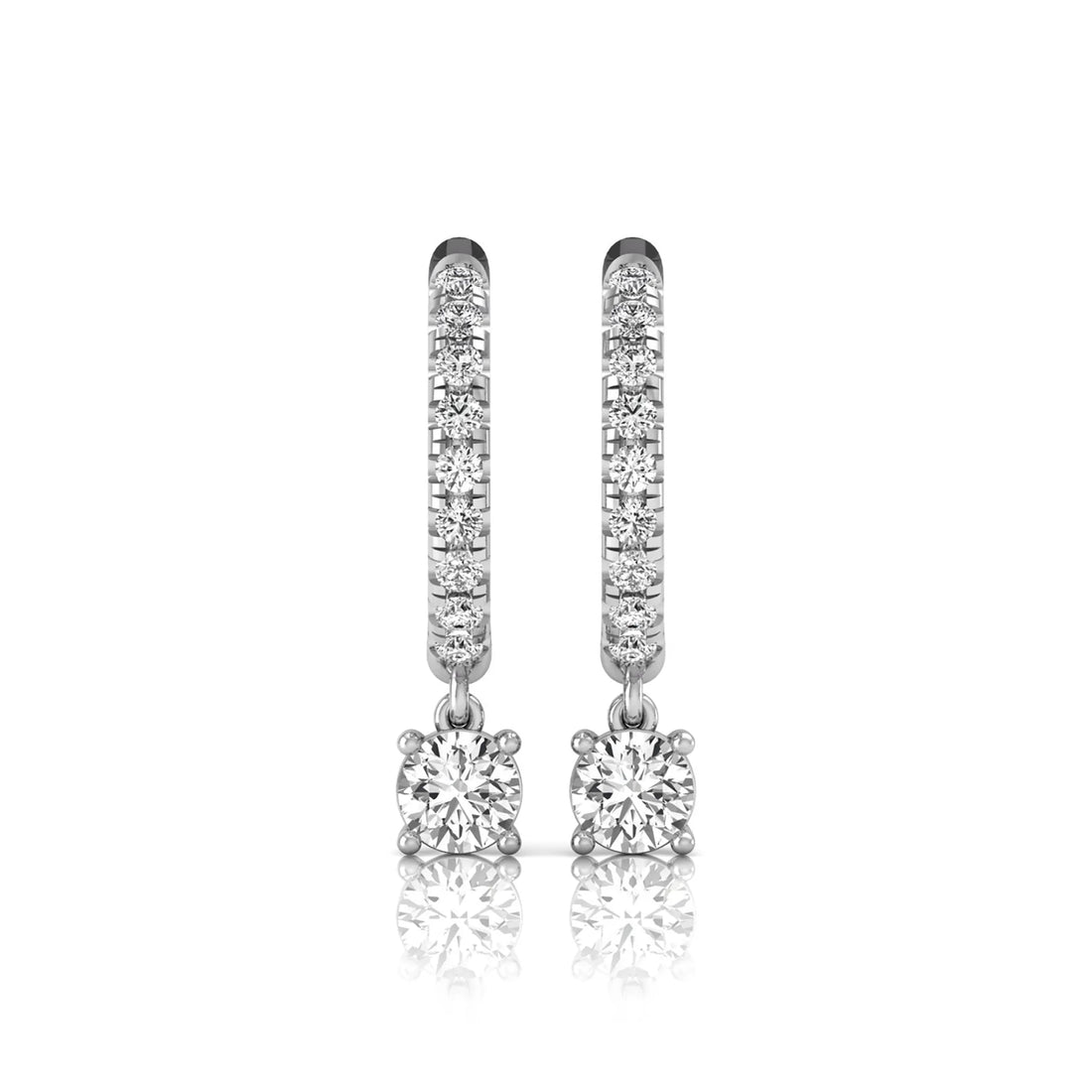 OctaPearl Round Pavé Drop Lab Grown Diamond Huggie Hoop Earrings