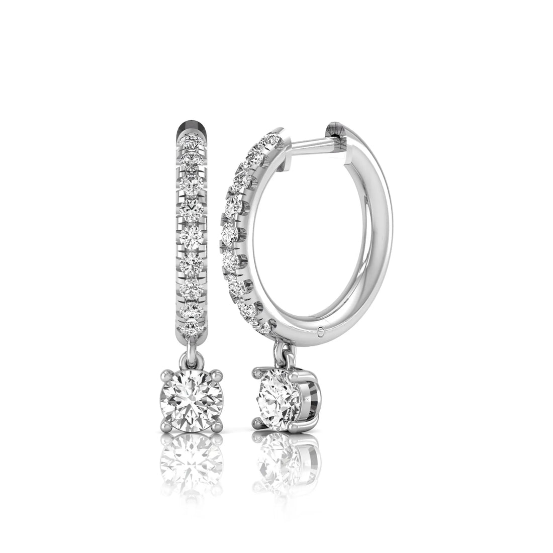 OctaPearl Round Pavé Drop Lab Grown Diamond Huggie Hoop Earrings