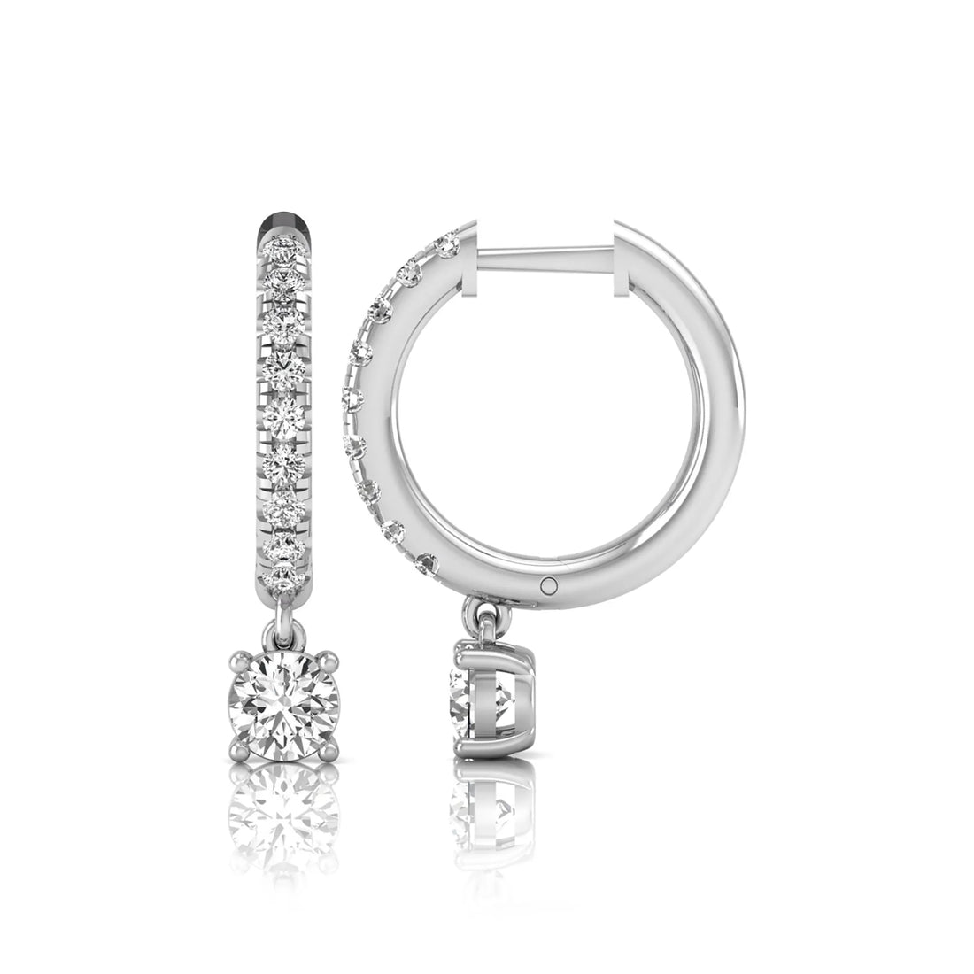 OctaPearl Round Pavé Drop Lab Grown Diamond Huggie Hoop Earrings