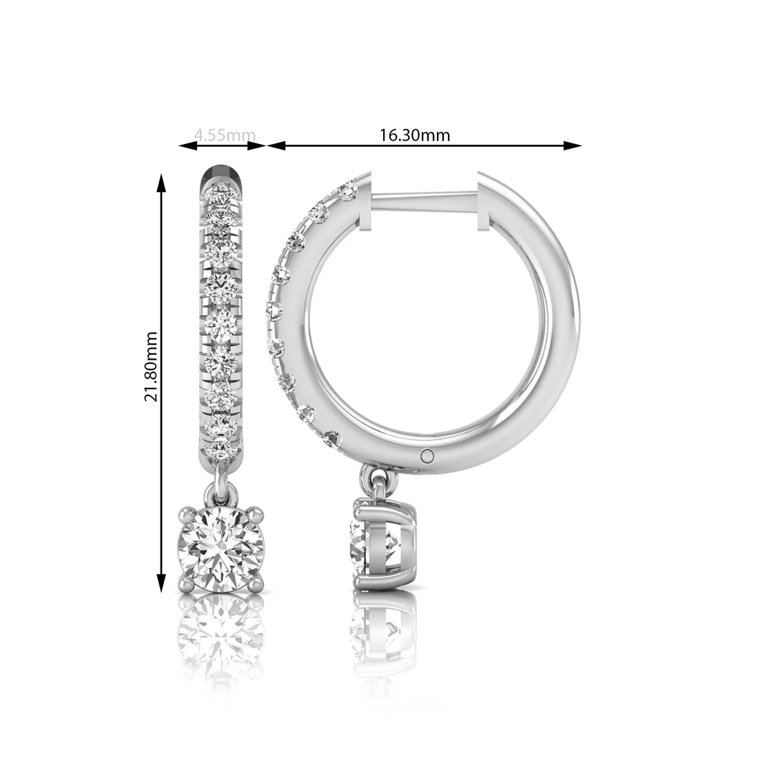 OctaPearl Round Pavé Drop Lab Grown Diamond Huggie Hoop Earrings