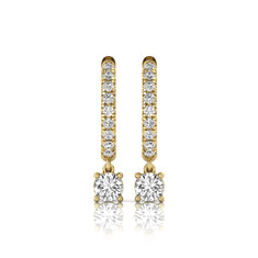 OctaPearl Round Pavé Drop Lab Grown Diamond Huggie Hoop Earrings - alternate view