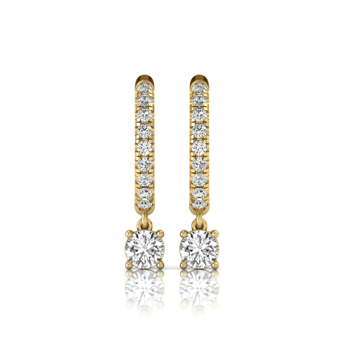 OctaPearl Round Pavé Drop Lab Grown Diamond Huggie Hoop Earrings