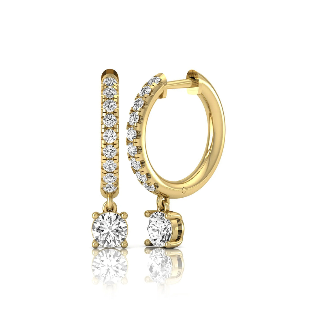 OctaPearl Round Pavé Drop Lab Grown Diamond Huggie Hoop Earrings