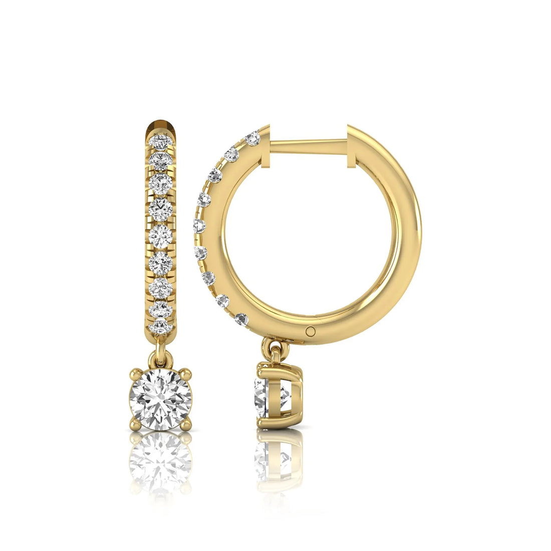 OctaPearl Round Pavé Drop Lab Grown Diamond Huggie Hoop Earrings