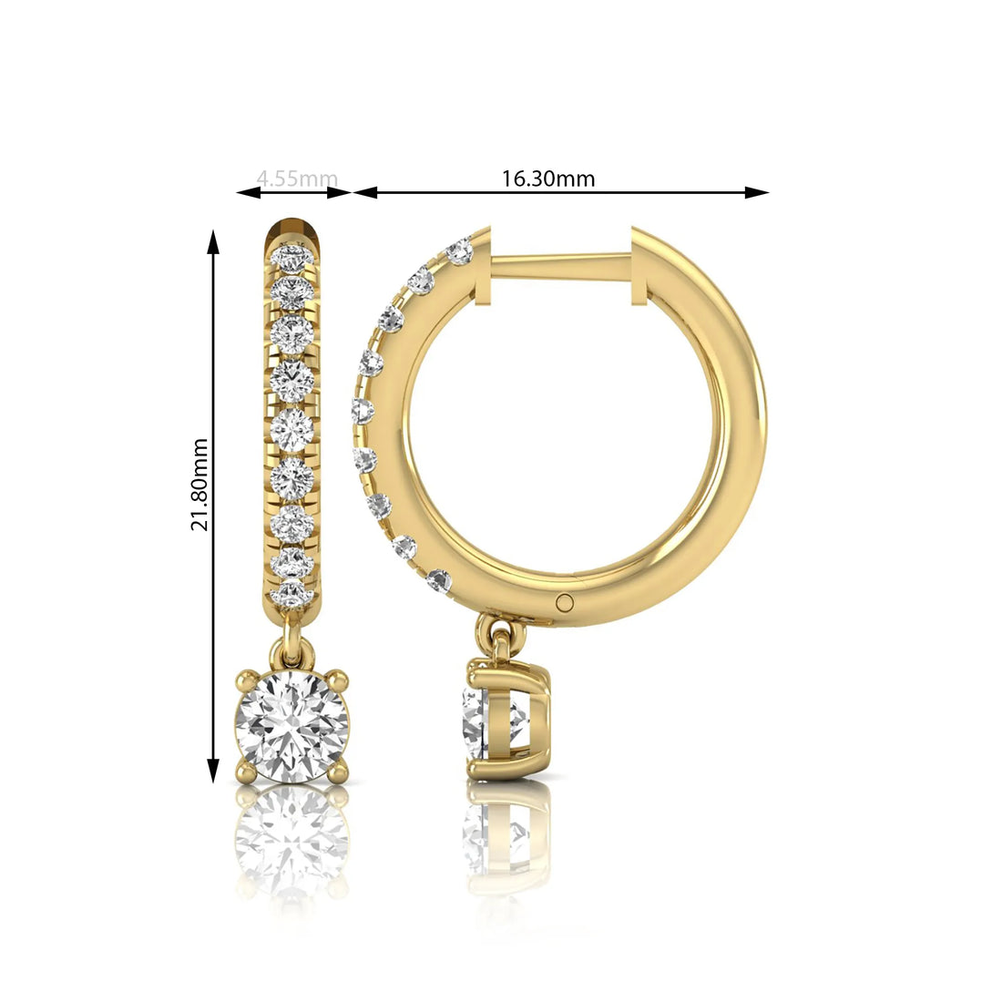 OctaPearl Round Pavé Drop Lab Grown Diamond Huggie Hoop Earrings