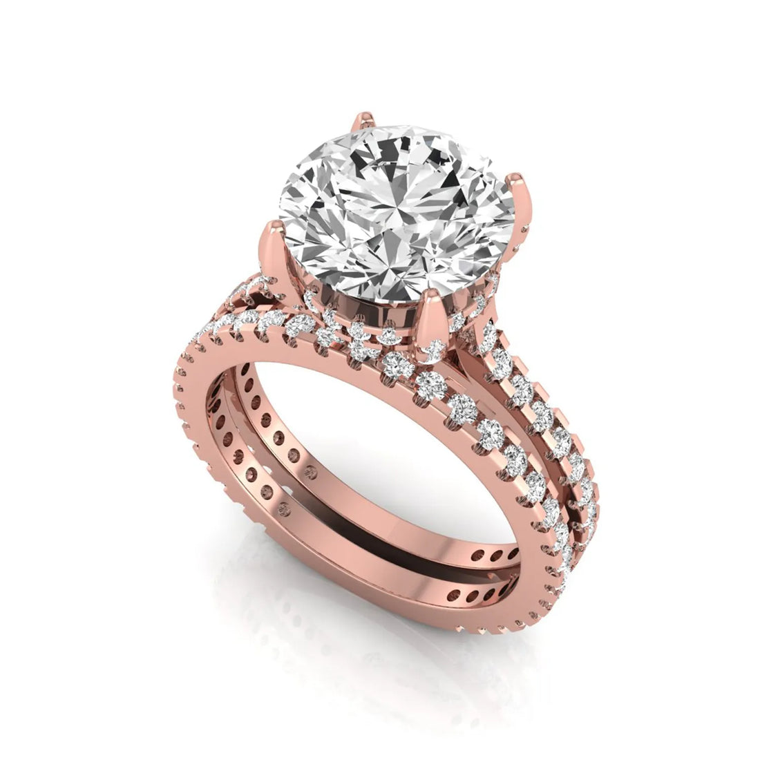 OctaPearl 2 ct Round Pavé Lab Grown Diamond Bridal Ring Set