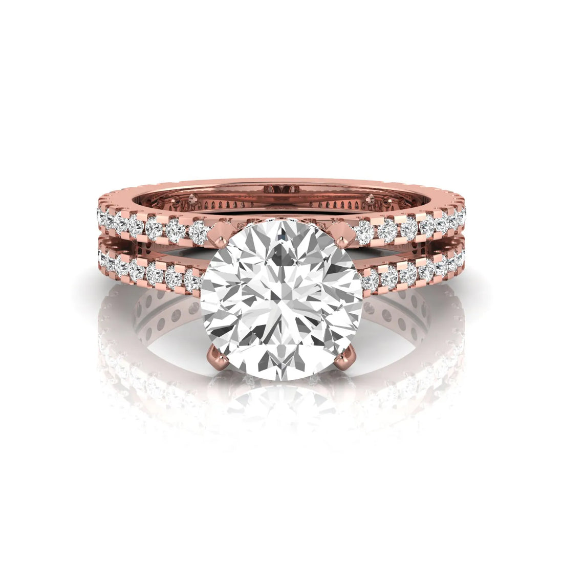 OctaPearl 2 ct Round Pavé Lab Grown Diamond Bridal Ring Set