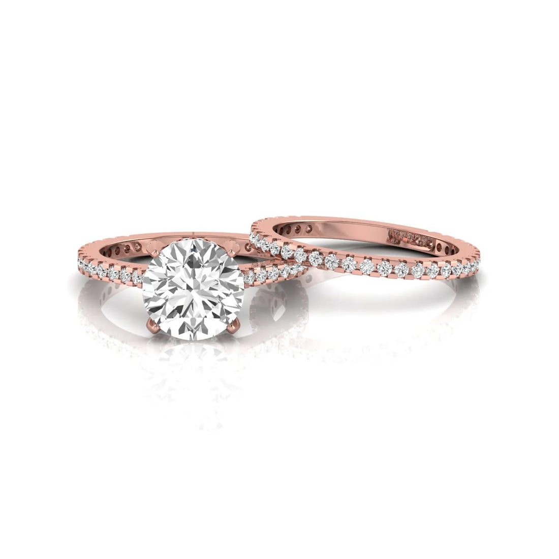 OctaPearl 2 ct Round Pavé Lab Grown Diamond Bridal Ring Set