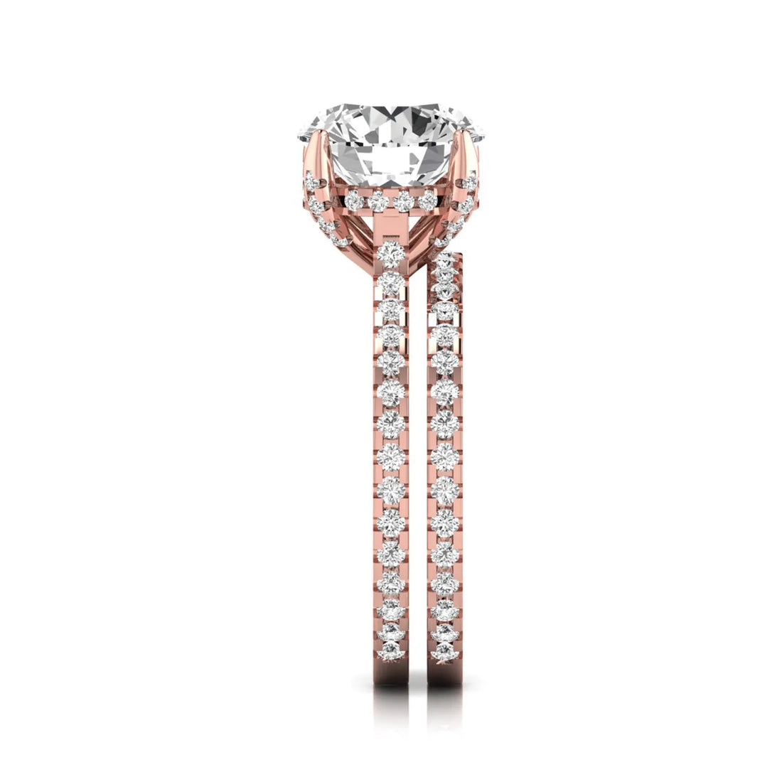 OctaPearl 2 ct Round Pavé Lab Grown Diamond Bridal Ring Set