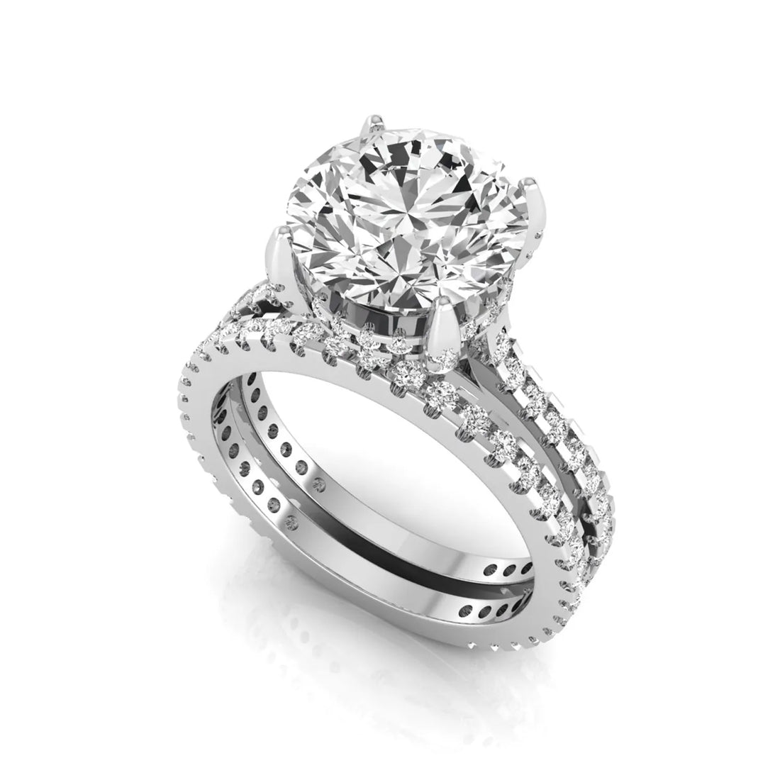 OctaPearl 2 ct Round Pavé Lab Grown Diamond Bridal Ring Set