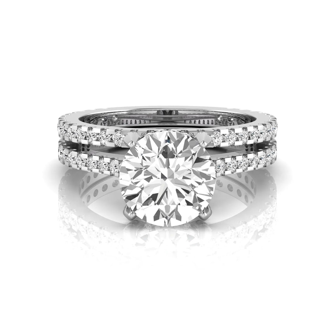 OctaPearl 2 ct Round Pavé Lab Grown Diamond Bridal Ring Set